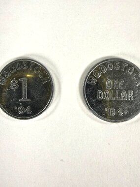 1994 Woodstock Concert Tokens 1 Dollar '94 One Dollar Peace love Music Pair